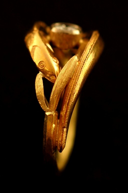 Side View Hand Engraved Fish Ring